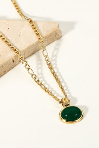 Thumbnail for Inlaid Stone Round Pendant Chain Necklace