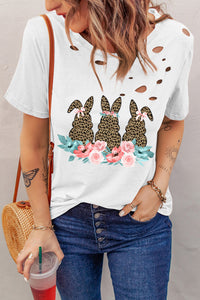Thumbnail for Easter Bunny Graphic Distressed Tee Shirt