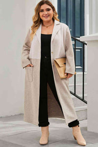 Thumbnail for Plus Size Collared Neck Buttoned Longline Coat