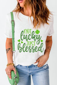 Thumbnail for NOT LUCKY JUST BLESSED Round Neck T-Shirt
