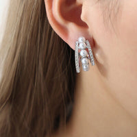 Thumbnail for Pearl Titanium Steel C-Hoop Earrings
