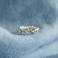 Thumbnail for Knotted Hearts 925 Sterling Silver Open Ring