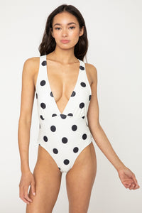 Thumbnail for Marina West Swim Beachy Keen Polka Dot Tied Plunge One-Piece Swimsuit