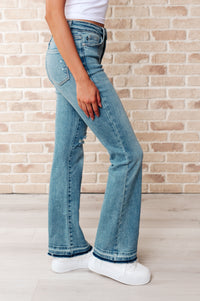 Thumbnail for Isla Mid Rise Distressed Released Hem Bootcut Jeans