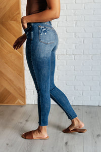 Thumbnail for Alba High Rise Control Top Distressed Hem Skinny Jeans