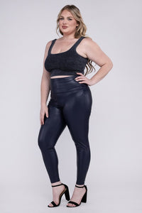 Thumbnail for Plus High Rise Faux Leather Leggings