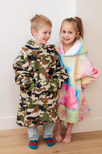 Thumbnail for Kids Oversized Hoodie Blanket in Camo