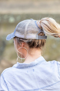 Thumbnail for Distressed Messy Bun Hat Cap