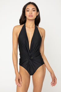 Thumbnail for Marina West Swim Twisted Plunge Halter One Piece Swimsuit