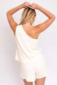 Thumbnail for Sleeveless One Shoulder Layered Top Romper