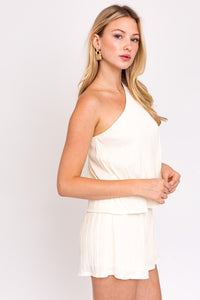 Thumbnail for Sleeveless One Shoulder Layered Top Romper