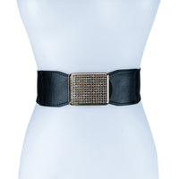 Thumbnail for RECTANGLE RHINESTONED SMOCKED LEATHER BELT