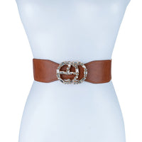 Thumbnail for CHIC PU LEATHER RHINESTONE BUCKLE FASHION BELT