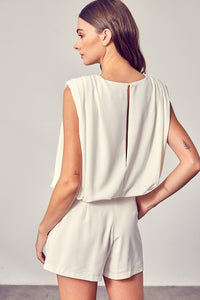 Thumbnail for Drape Neck Open Back Romper