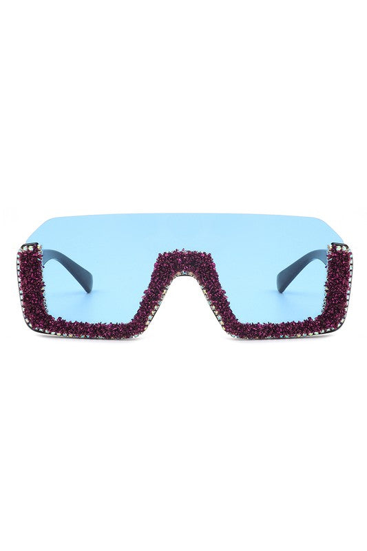 Square Half Frame Oversize Fashion Sunglasses