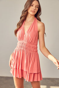 Thumbnail for Halter Neck Romper Dress