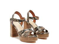 Thumbnail for RAG&CO CHYPRE HIGH HEELED BLOCK SANDAL IN TAN