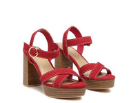 Thumbnail for RAG&CO CHOUPETTE SUEDE LEATHER BLOCK HEELED SANDAL