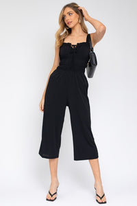 Thumbnail for Sleeveless Drawstring Cropped Jumpsuit