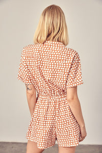 Thumbnail for Collared Overlap Polka Dot Romper