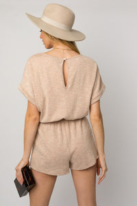 Thumbnail for Short Roll-Up Sleeve Elastic Waist Romper