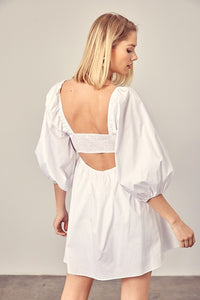 Thumbnail for Tie Front Puff Sleeve Romper Dress