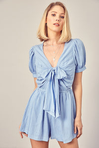 Thumbnail for Deep V-Neck Front Tie Romper