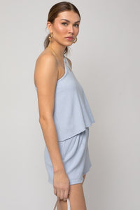 Thumbnail for Sleeveless One Shoulder Layered Top Romper