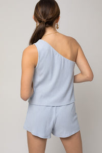 Thumbnail for Sleeveless One Shoulder Layered Top Romper