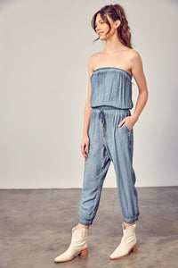 Thumbnail for Raw Edge Detail Tube Jumpsuit