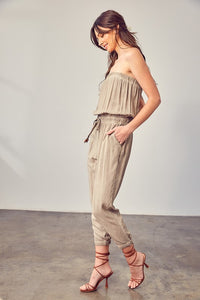 Thumbnail for Raw Edge Detail Tube Jumpsuit