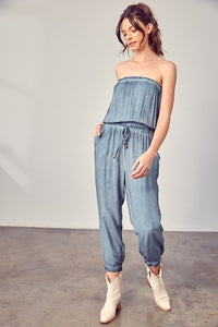 Thumbnail for Raw Edge Detail Tube Jumpsuit