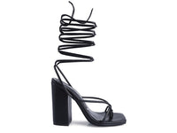 Thumbnail for POLE DANCE LACE UP BLOCK HEELED SANDAL