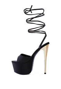 Thumbnail for PASSION DRAMATIC PLATFORM LACE-UP HEEL SANDALS