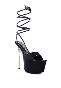 Thumbnail for PASSION DRAMATIC PLATFORM LACE-UP HEEL SANDALS