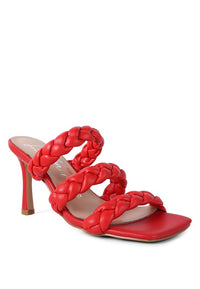 Thumbnail for HIGH BAE POINTED HEEL BRAIDED SANDALS