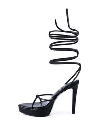 Thumbnail for BONDAGE HIGH HEEL LACE UP SANDALS