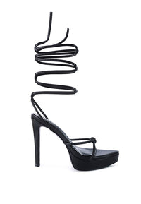 Thumbnail for BONDAGE HIGH HEEL LACE UP SANDALS