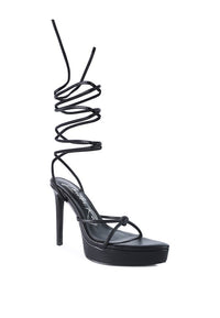 Thumbnail for BONDAGE HIGH HEEL LACE UP SANDALS