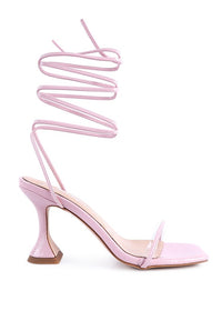 Thumbnail for BITEN BERRY SPOOL HEELED LACE UP SANDAL