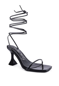 Thumbnail for BITEN BERRY SPOOL HEELED LACE UP SANDAL