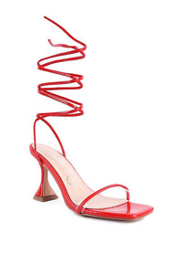 Thumbnail for BITEN BERRY SPOOL HEELED LACE UP SANDAL