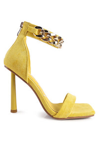 Thumbnail for LAST SIP HEELED FAUX SUEDE CHAIN STRAP SANDAL