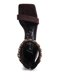 Thumbnail for LAST SIP HEELED FAUX SUEDE CHAIN STRAP SANDAL