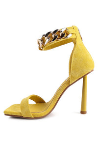 Thumbnail for LAST SIP HEELED FAUX SUEDE CHAIN STRAP SANDAL