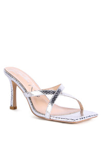 Thumbnail for MURIEL CROC CROSS STRAP SLIDER SANDALS