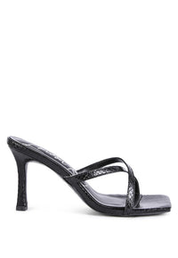 Thumbnail for MURIEL CROC CROSS STRAP SLIDER SANDALS