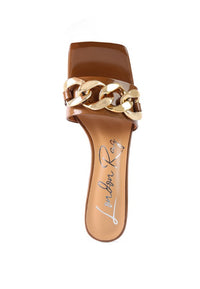 Thumbnail for PLAYDOLL METAL CHAIN DETAIL BLOCK HEEL SANDAL