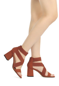 Thumbnail for BENICIA ELASTIC STRAPPY BLOCK HEEL SANDALS