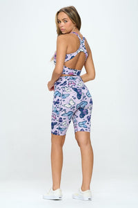 Thumbnail for Butterfly print activewear set